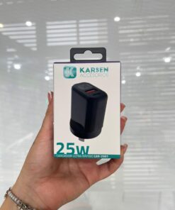 CARGADOR 220V (CABEZAL) 25W KARSEN (USB-A 5V/3A + USB-C 5V/3A) (CAR-2501)