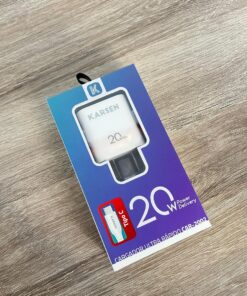 CARGADOR 220V 20W KARSEN (USB-A + USB- C + CABLE TIPO C) (CAR-2002)