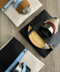 SET ASADO ESTUCHE CUADRADO SIMPLE C/TAPA (INCLUYE VASO, CUBIERTOS Y PLATO)